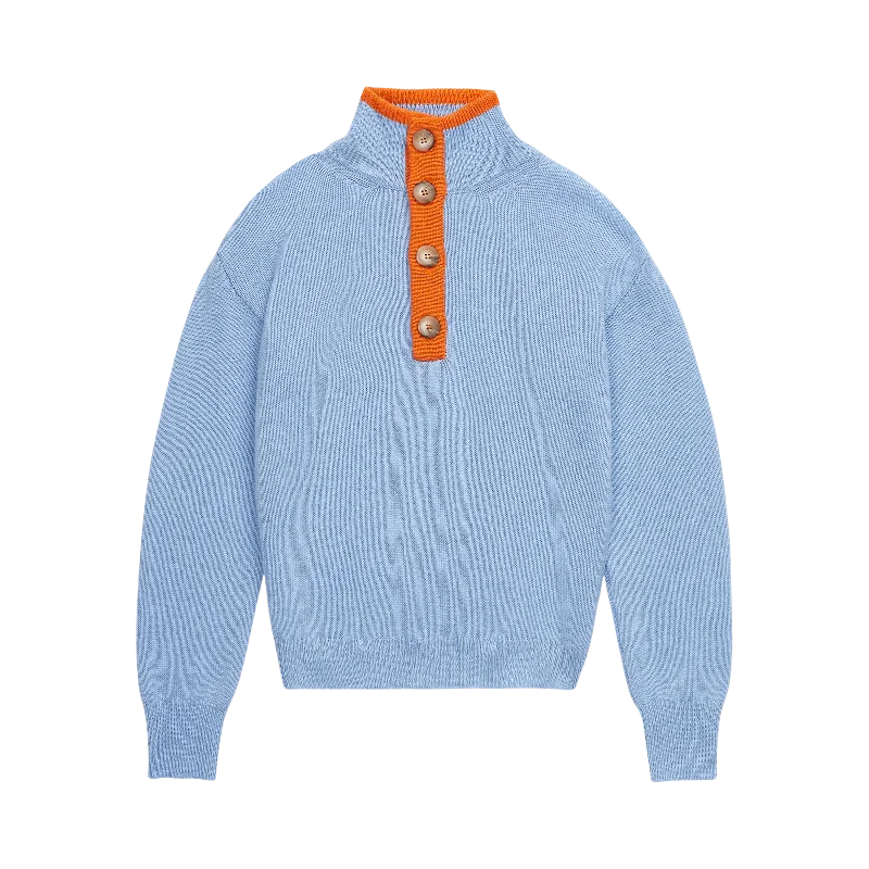 The Diana Sweater in Lisboa Blue and Jaffa Orange