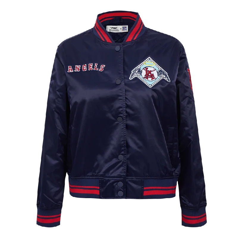 MLB LOS ANGELES ANGELS RETRO CLASSIC WOMEN'S RIB SATIN JACKET (MIDNIGHT NAVY/RED/MIDNIGHT NAVY)