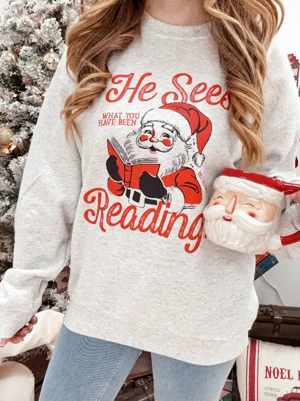 He Sees What You Read Crewneck Sweatshirt