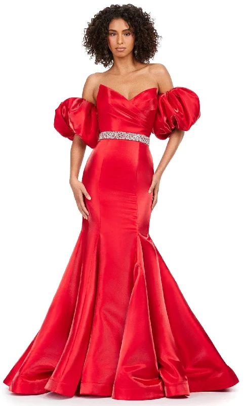 Ashley Lauren 11419 - Strapless Evening Gown With Puff Sleeve