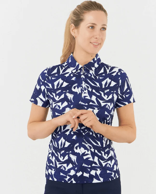 PURE GOLF Amity Short Sleeve Polo 013 Wild Peony Navy