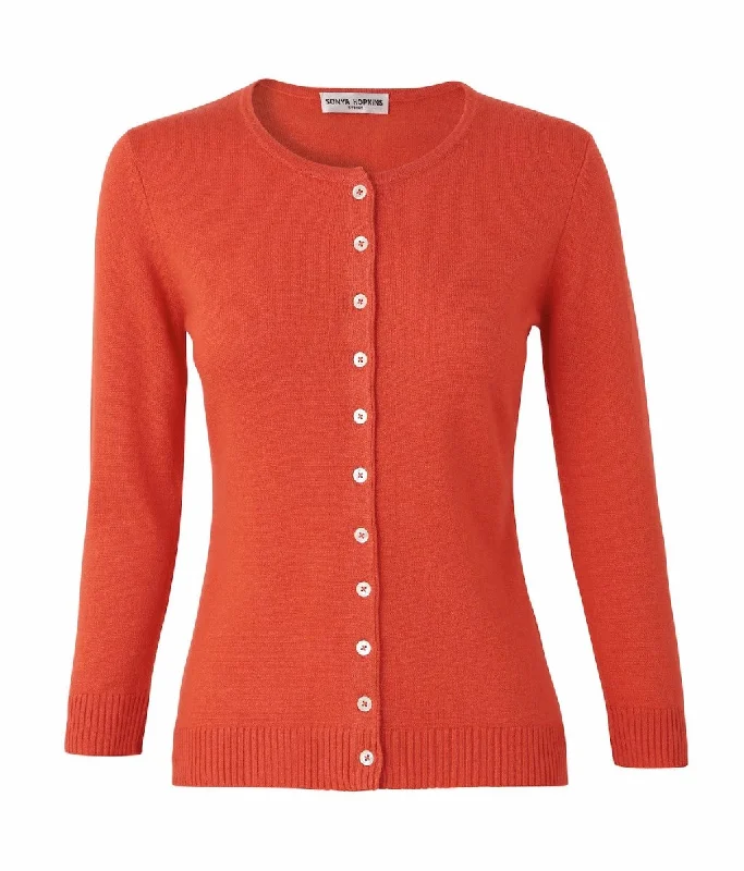 Silk + Cashmere Victoria Cardigan in Orange (low stock)