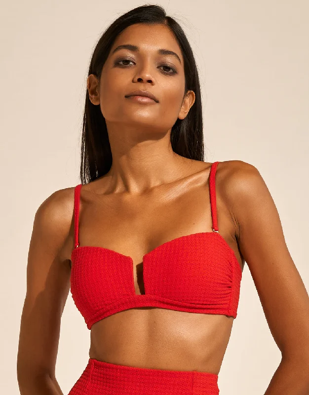 The Bloom Bandeau Bikini Top - Radiant Red