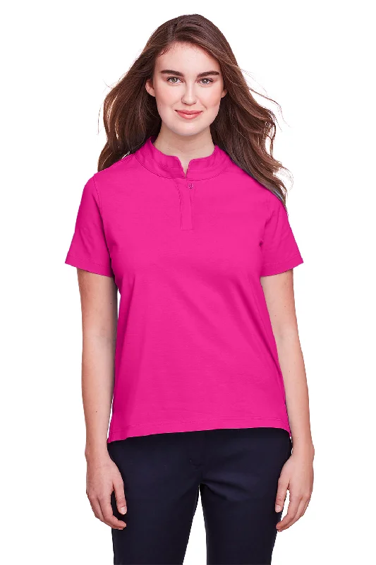 UltraClub Womens Lakeshore Performance Moisture Wicking Short Sleeve Polo Shirt - Heliconia Pink