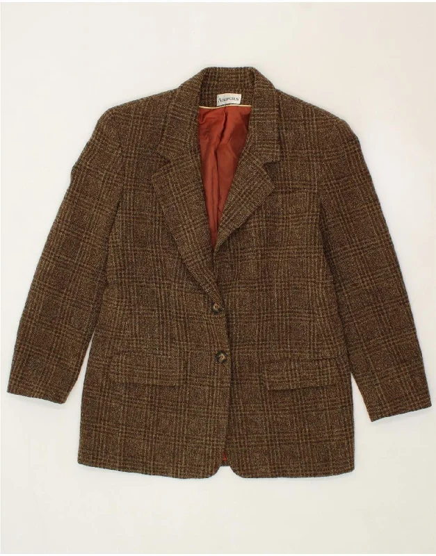 AUGUSTUS Womens 2 Button Blazer Jacket UK 16 Large Brown Check