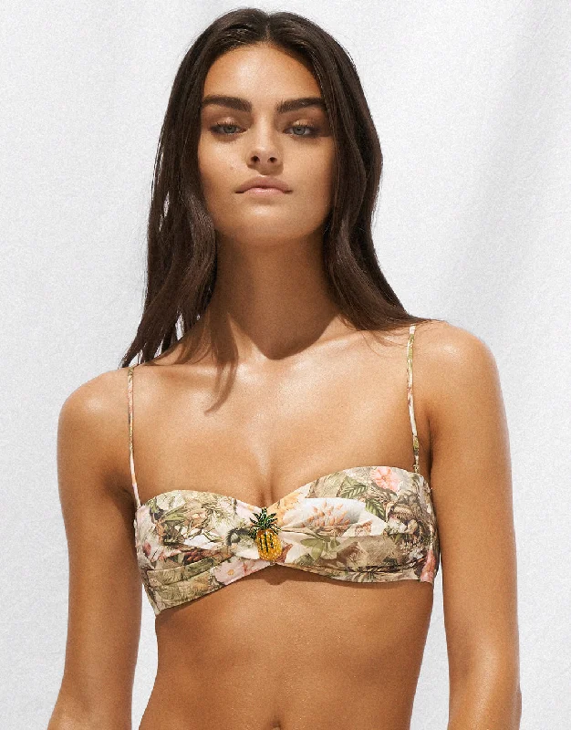 Lush Utopia Twist Bandeau Bikini Top - Botanical Camo