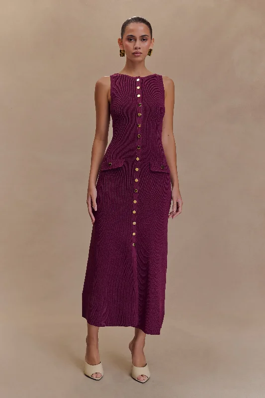 Sawyer Sleeveless Buttoned Maxi Dress - Plum