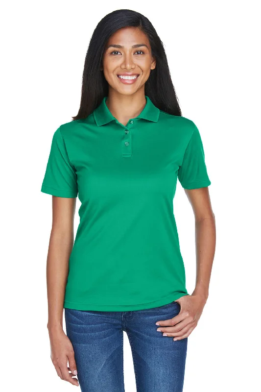 UltraClub Womens Cool & Dry Moisture Wicking Short Sleeve Polo Shirt - Kelly Green - Closeout