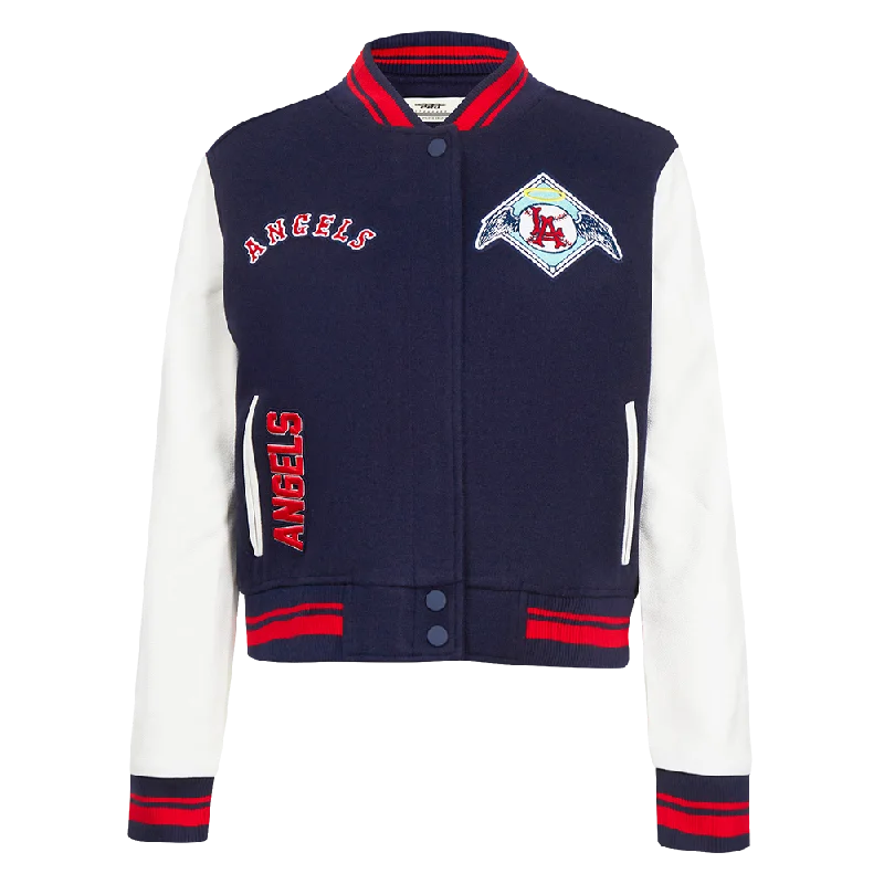 MLB LOS ANGELES ANGELS RETRO CLASSIC WOMEN'S RIB WOOL VARSITY JACKET (MIDNIGHT NAVY/RED/MIDNIGHT NAVY)