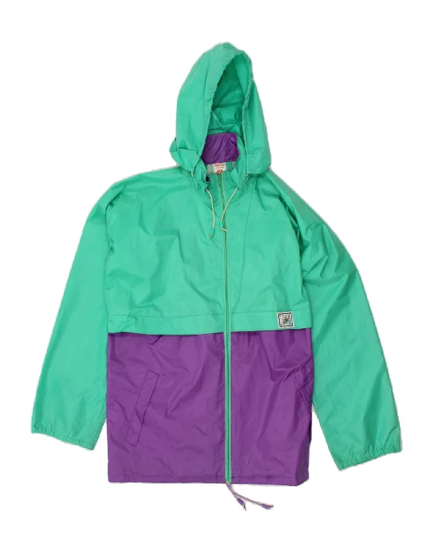 ST. BERNARD Womens Hooded Rain Jacket UK 14 Large  Green Colourblock Nylon