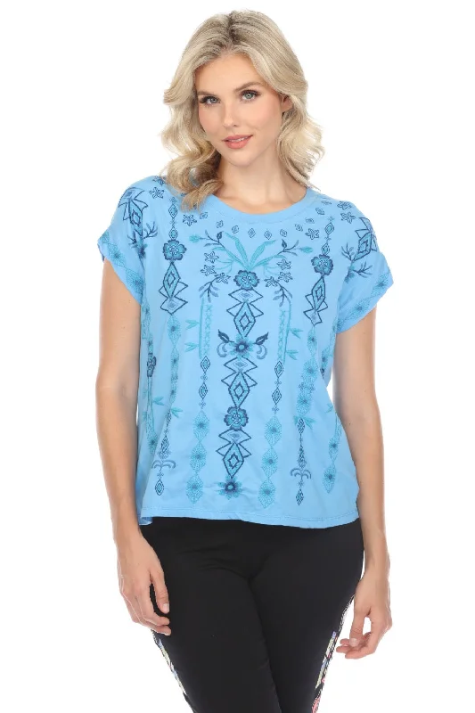 Johnny Was JWLA Taria Embroidered Relaxed Tee Boho Chic J14624