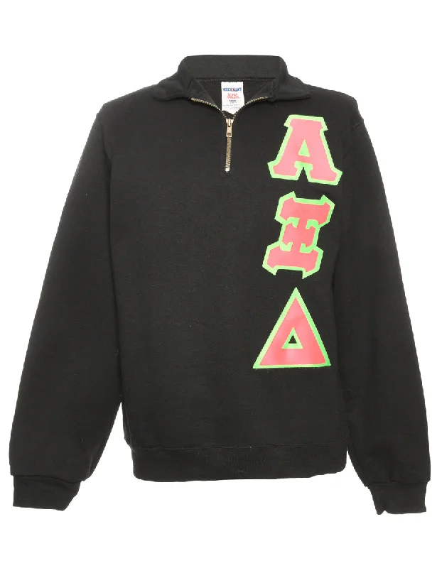 Quarter Zip Printed Sweatshirt - L