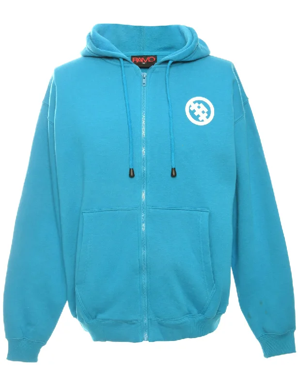 Light Blue Printed Hoodie - M