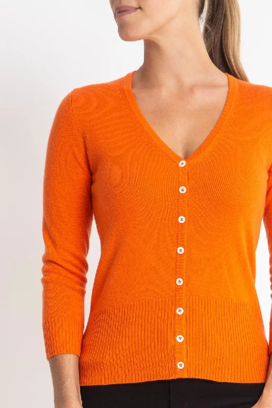 Silk + Cashmere Audrey Cardigan in Orange