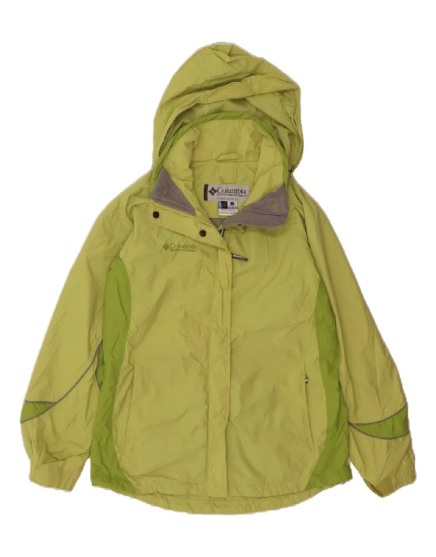 COLUMBIA Womens Hooded Windbreaker Jacket UK 10 Small Green Colourblock