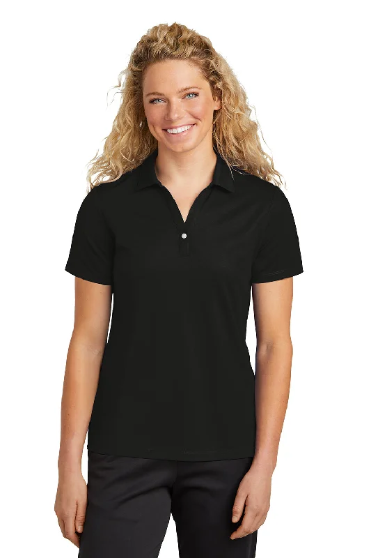 Sport-Tek Womens Moisture Wicking Micropique Short Sleeve Polo Shirt - Black