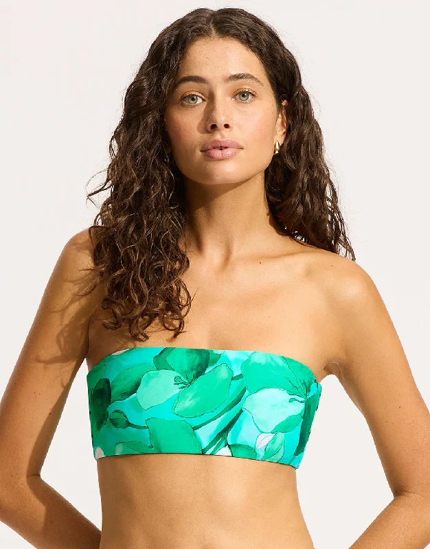 Secret Garden Reversible Tube Bikini Top - Jade