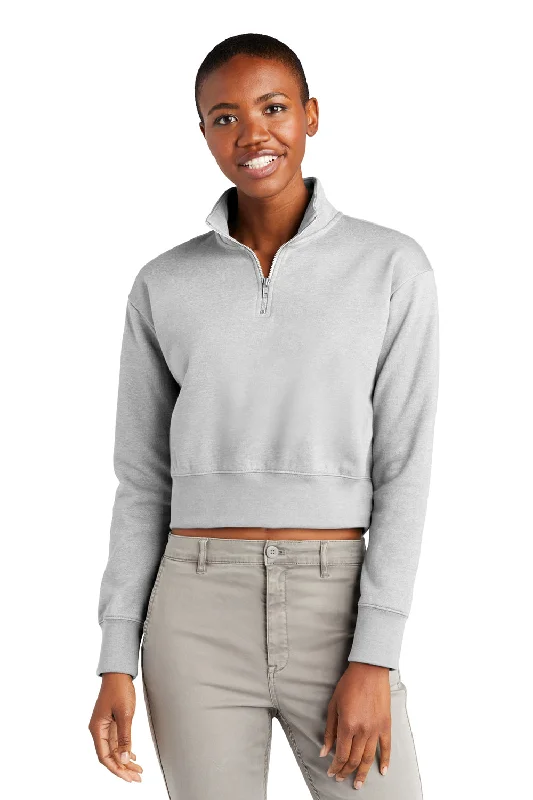 District Womens V.I.T. Fleece 1/4 Zip Sweatshirt - Heather Light Grey