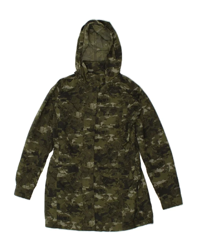 EDDIE BAUER Womens Hooded Military Jacket UK 10 Small Khaki Camouflage